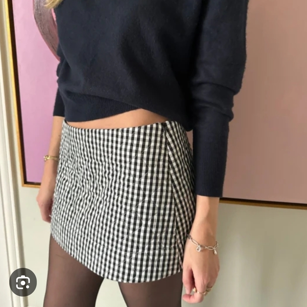 Zara Black and White Gingham Mini Skirt
